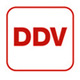 Das Logo von DDV in einem roten abgerundetem Ramen